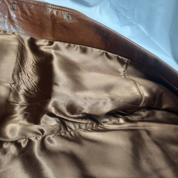 Vintage late 70/Early 80 London Fog 2 button distress Carmel Leather Blazer 40L - Picture 12 of 12